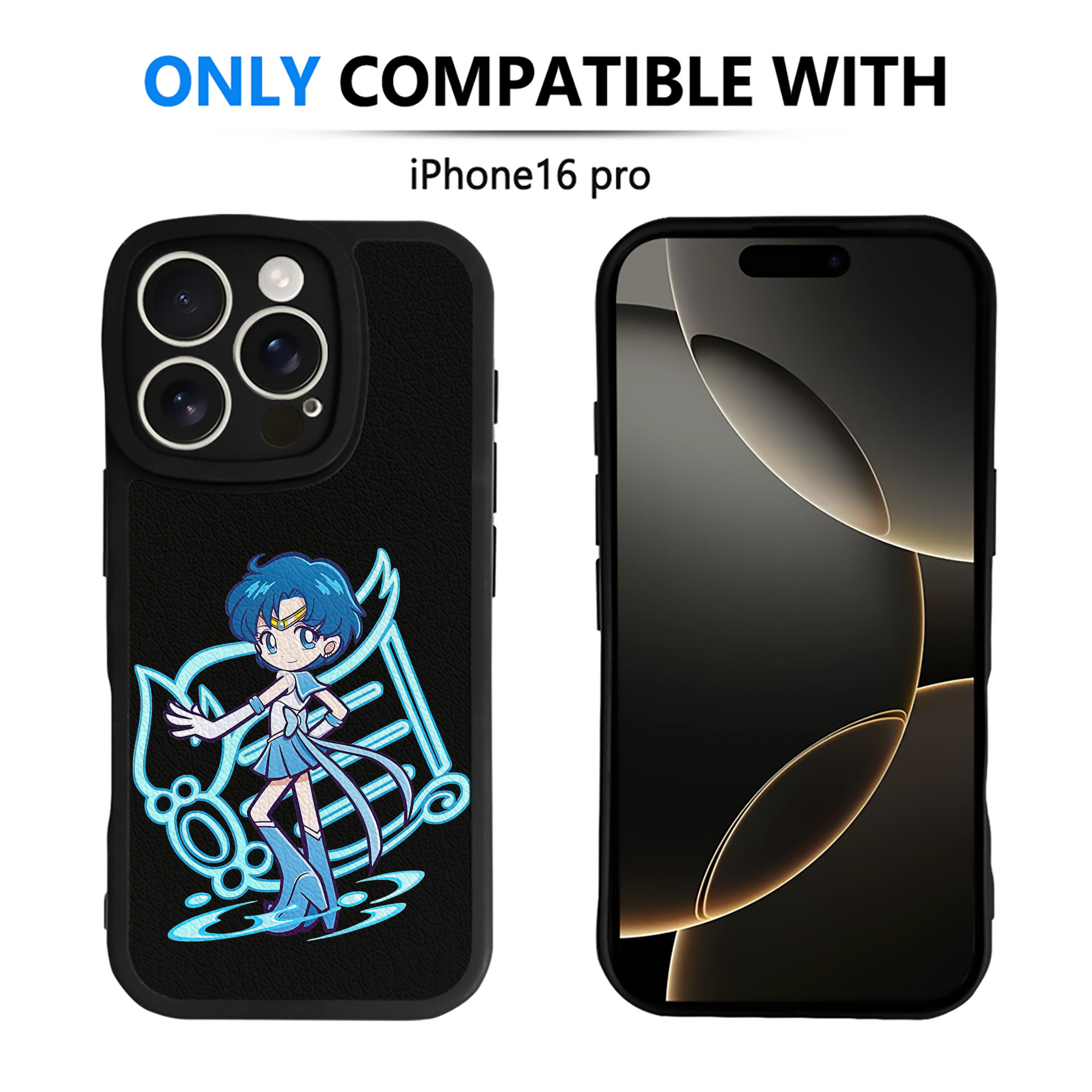 （画像用） 美少女戦士セーラームーン 水野 亜美 みずの あみ Sailor Moon Mizuno Ami 【iPhone 16シリーズ対応】シリコンスマホケース（レザー調） 材質：シリコン
